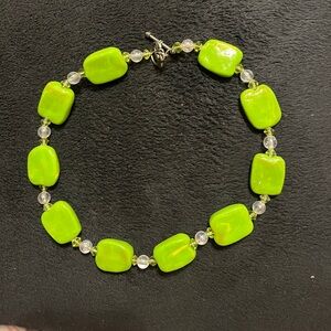 Rare Unique One of a Kind Handmade Clay Lime & Yellow Beaded Bracelet
